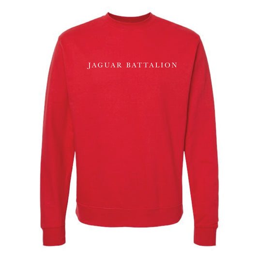 The Jaguar Battalion Serif | Adult Red Crewneck Sweatshirt