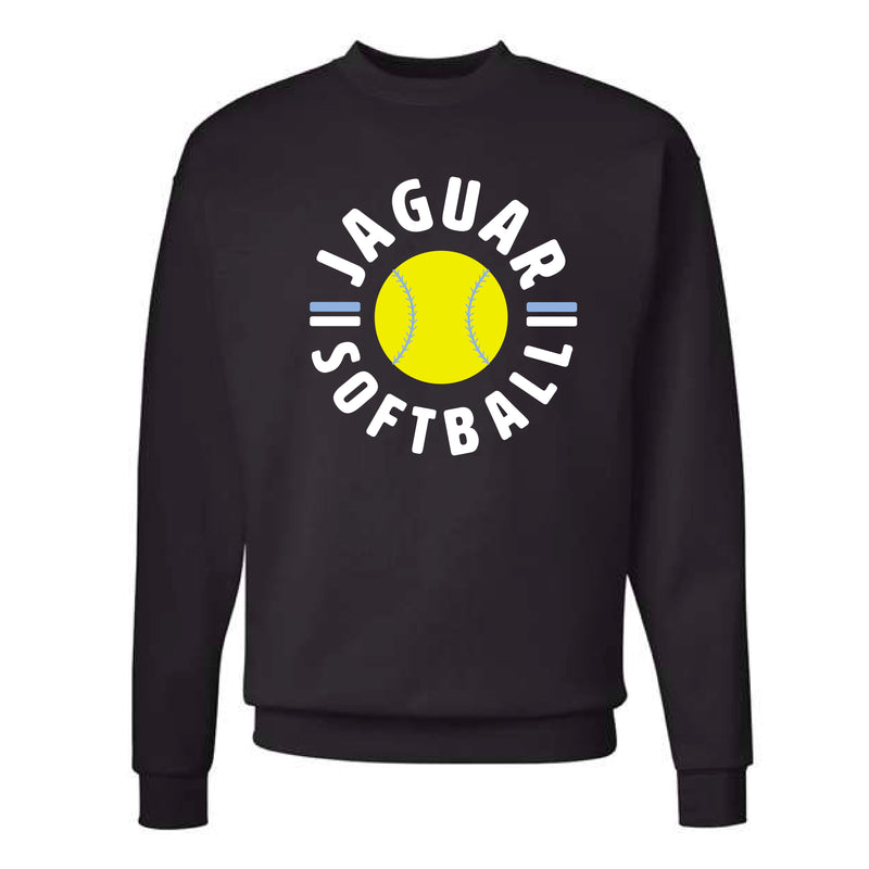 The Jaguars Softball Circle | Black Crewneck Sweatshirt