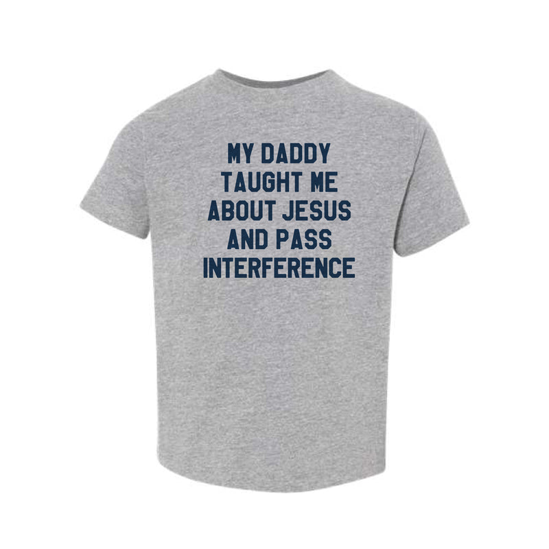 The Jesus and Pass Interference Navy | Toddler Heather Grey Tee