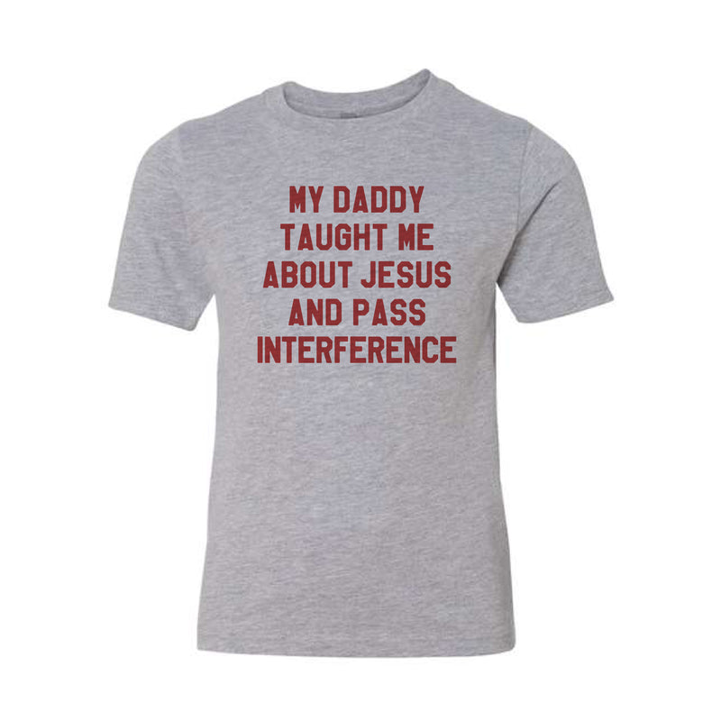 The Jesus and Pass Interference Red | Youth Grey Tee