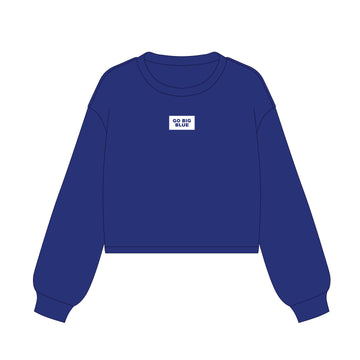 The Becca Boxy Crewneck Go Big Blue Woven Label | Royal