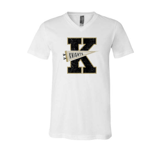 The Knights Pennant | White V-Neck Tee