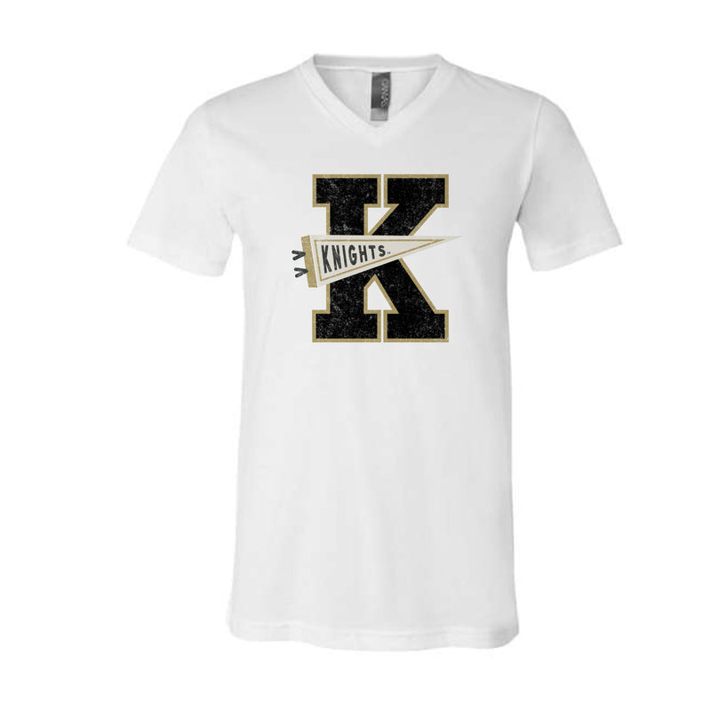 The Knights Pennant | White V-Neck Tee