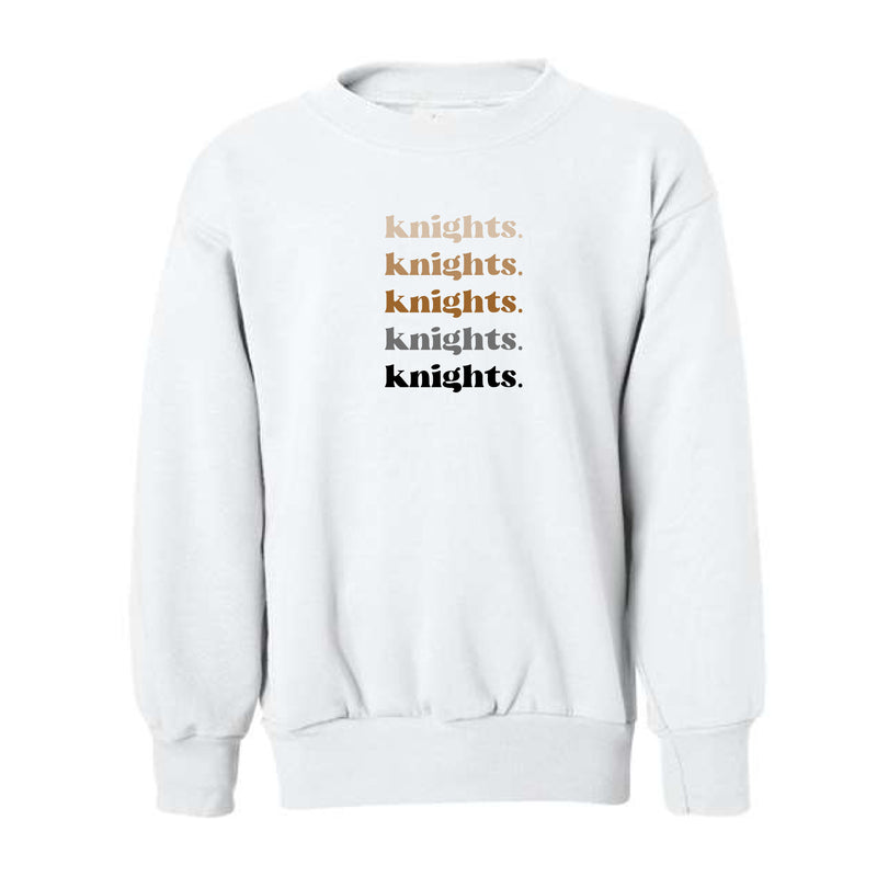 The Knights Repeat | White Youth Crewneck Sweatshirt