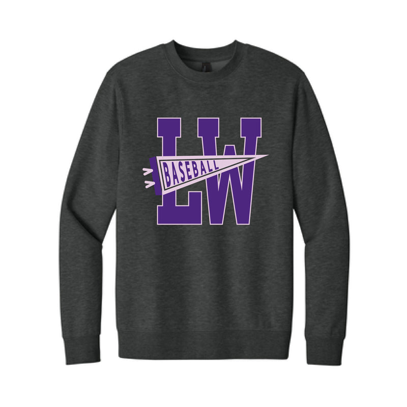 The LW Baseball Pennant | Heathered Charcoal Crewneck