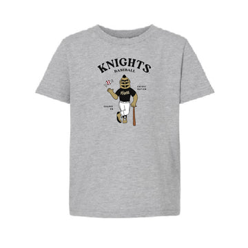 The Knightro Baseball Player | Youth Sport Grey Tee