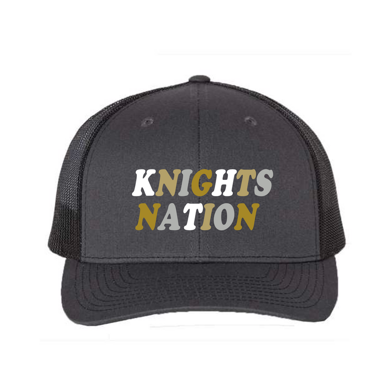 The Knights Nation Rainbow Embroidered | Dark Grey Richardson Trucker Cap