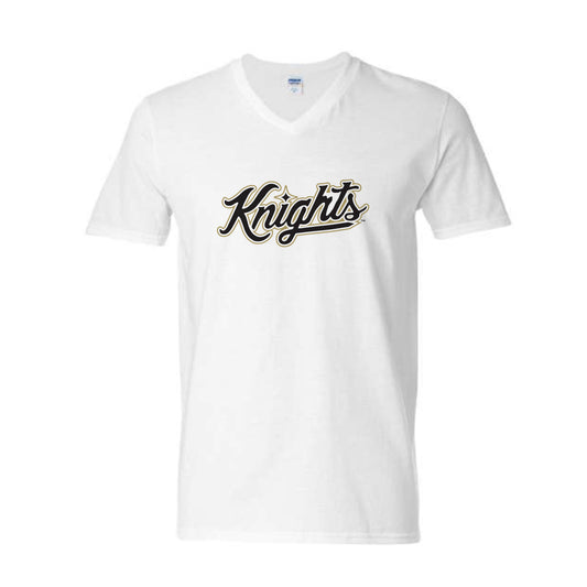 The Knights Script Logo | White V-Neck Tee