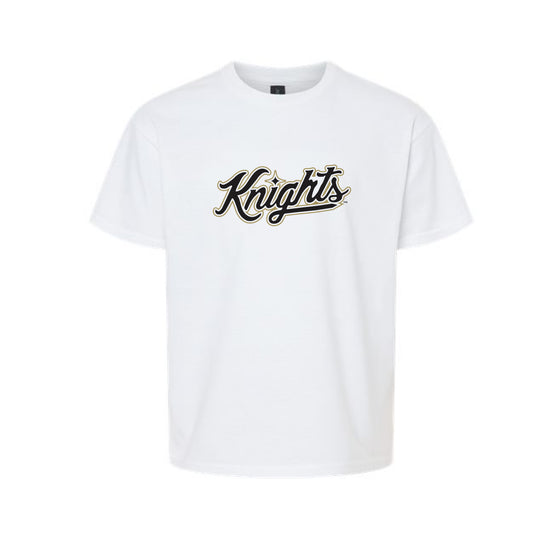 The Knights Script Logo | Youth White Tee