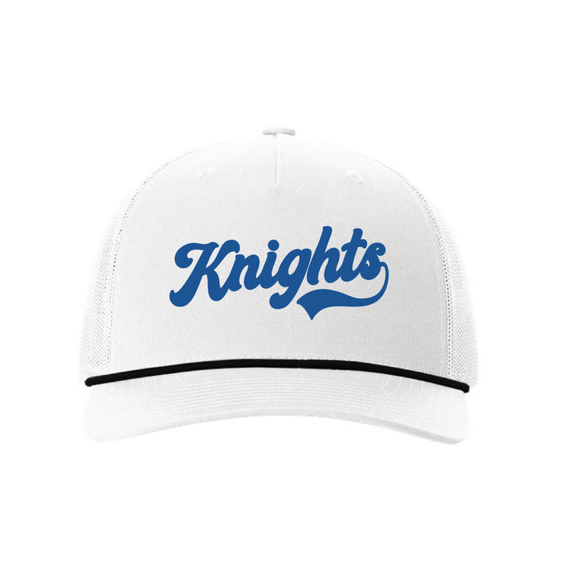 The Knights Script | Embroidered White/Black Imperial Cap