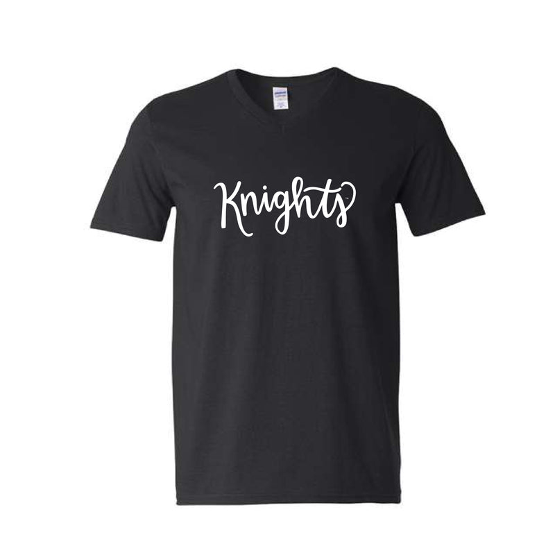 The Knights Script | Black V-Neck Tee