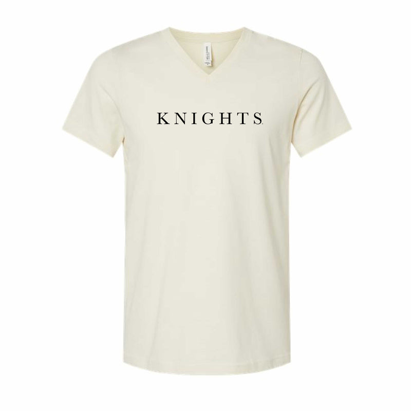 The Knights Serif | Natural V-Neck Tee