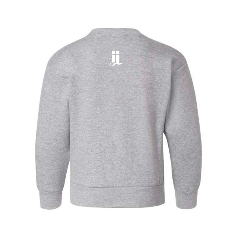 The Lanier Pennant | Light Steel Youth Crewneck Sweatshirt