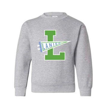 The Lanier Pennant | Light Steel Youth Crewneck Sweatshirt