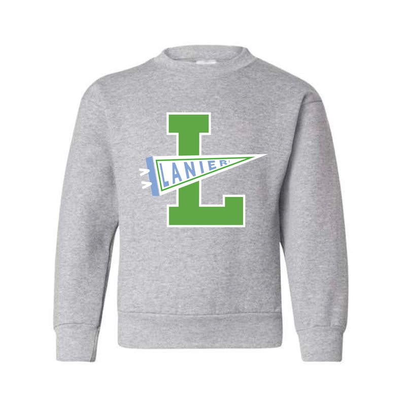 The Lanier Pennant | Light Steel Youth Crewneck Sweatshirt