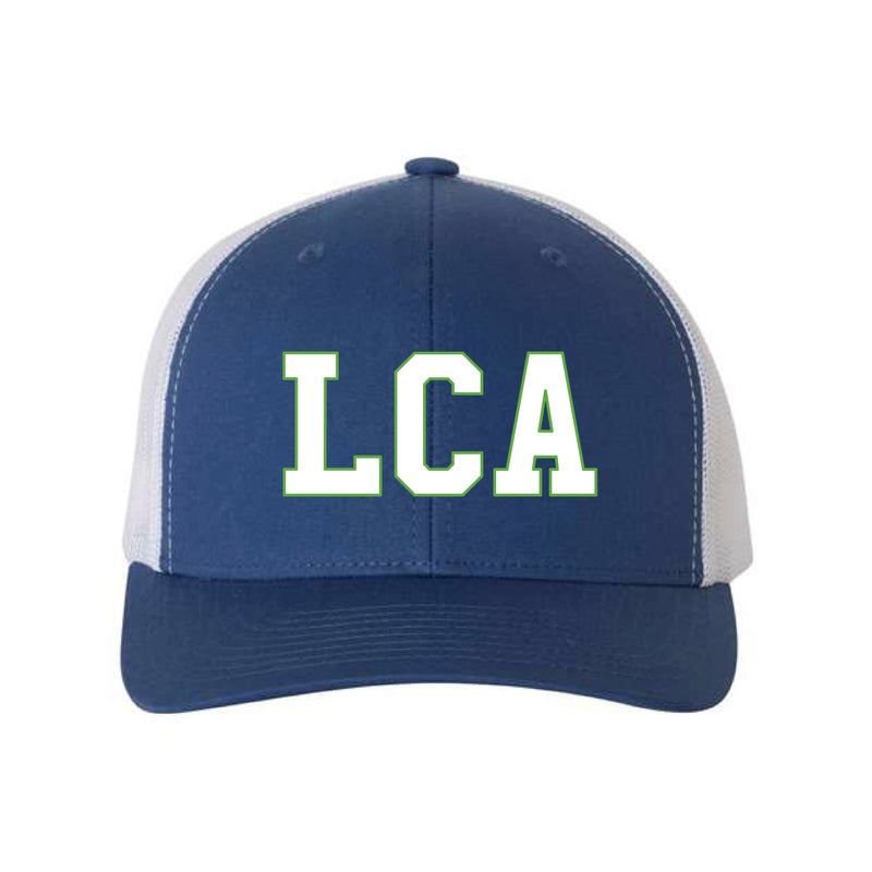 The LCA Block | Embroidered Royal/White Retro Trucker Cap