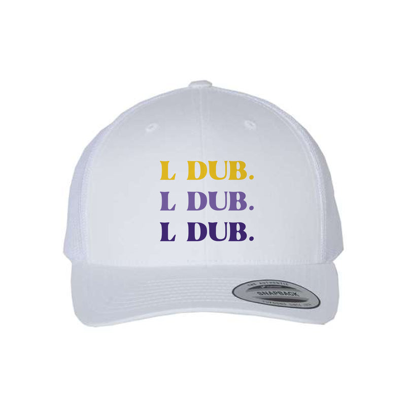 The L Dub Repeat | Embroidered White Retro Trucker Cap