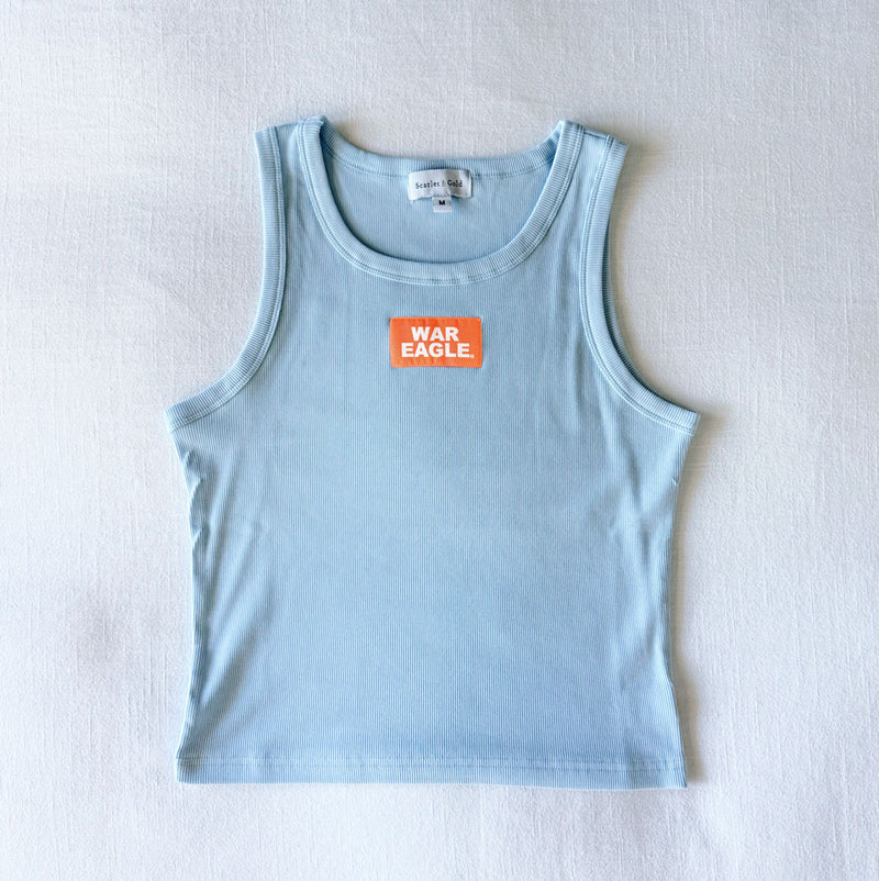 The Youth Liz Ribbed Tank Light Blue| War Eagle Woven Label