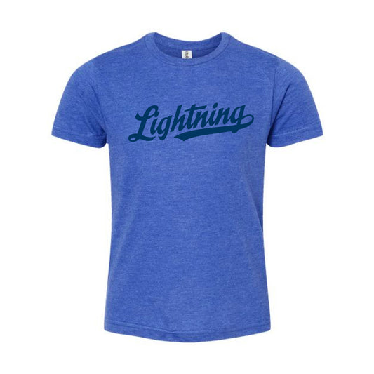 The Lightning Script | Heather Royal Oversized Youth Tee