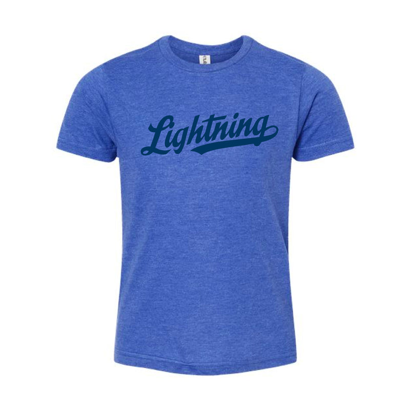 The Lightning Script | Heather Royal Oversized Youth Tee