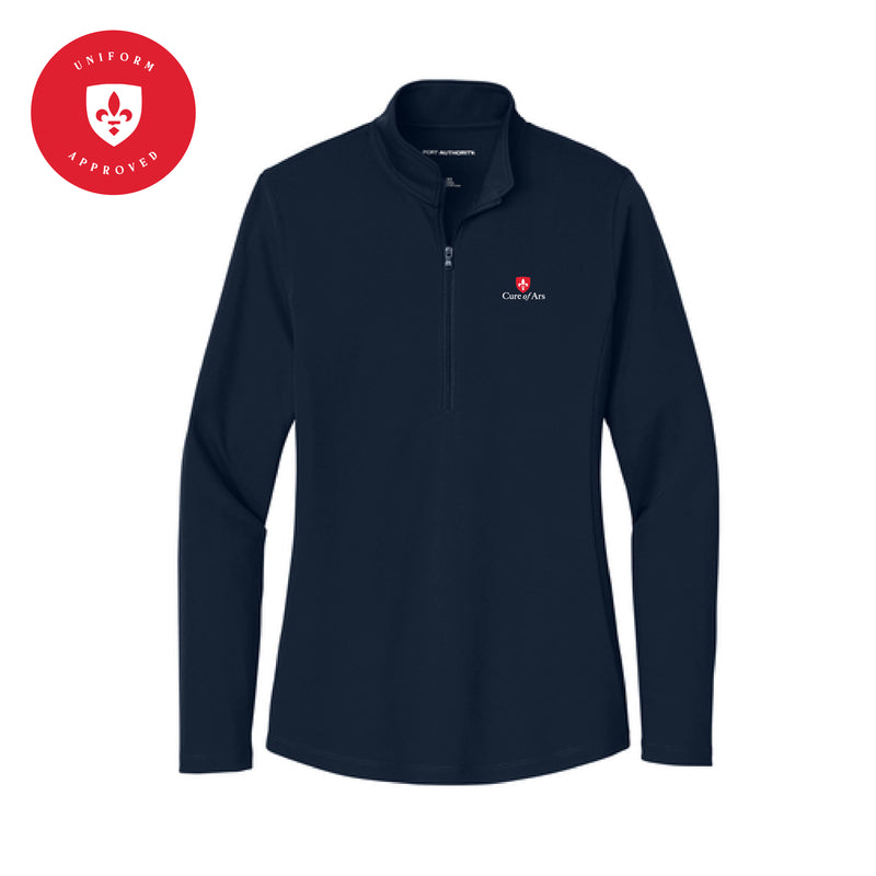 The Curé of Ars Logo | Embroidered Ladies River Blue Navy 1/4 Zip Pullover