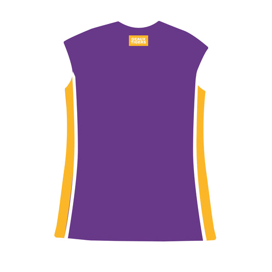 The Campbell Cap Sleeve Dress Geaux Tigers Woven Label | Purple