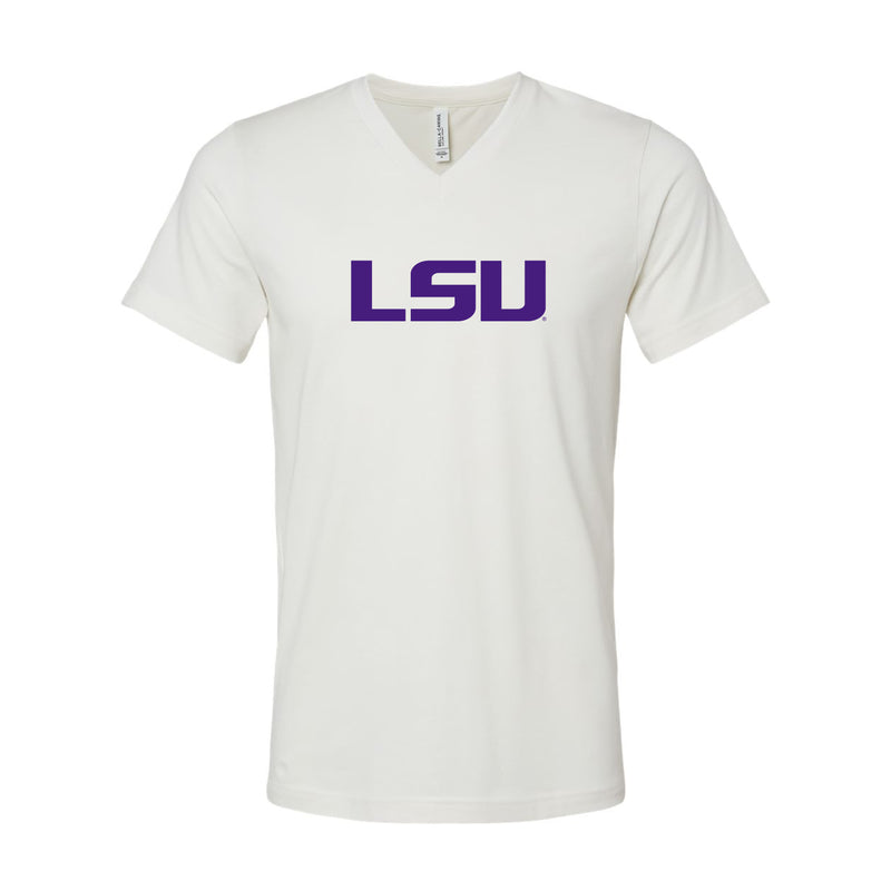 The LSU Block | Vintage White V-Neck Tee