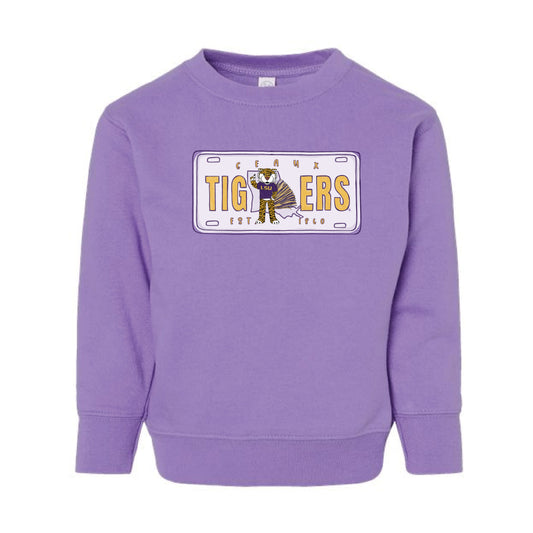 The LSU License Plate | Toddler Lavender Sweatshirt