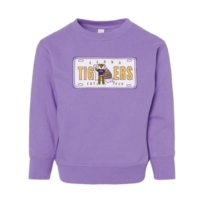 The LSU License Plate | Toddler Lavender Sweatshirt