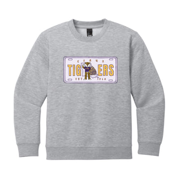 The LSU License Plate | Youth Light Grey Heather Sweatshirt