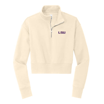 The LSU Logo | Gardenia 1/2 Zip Cropped Sweatshirt