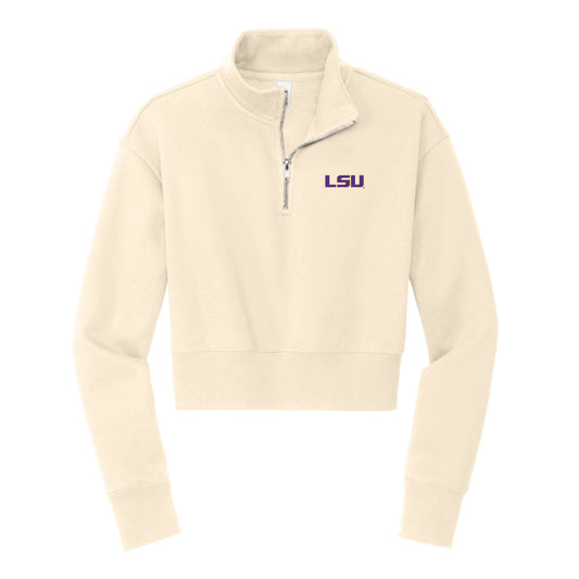 The LSU Logo | Gardenia 1/2 Zip Cropped Sweatshirt