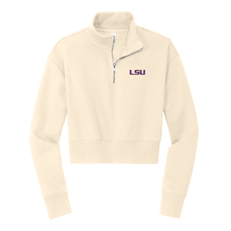 The LSU Logo | Gardenia 1/2 Zip Cropped Sweatshirt