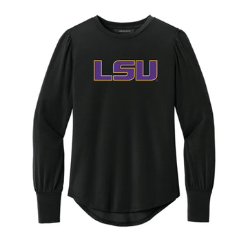 The LSU Logo | Deep Black Long Sleeve Blouson Top