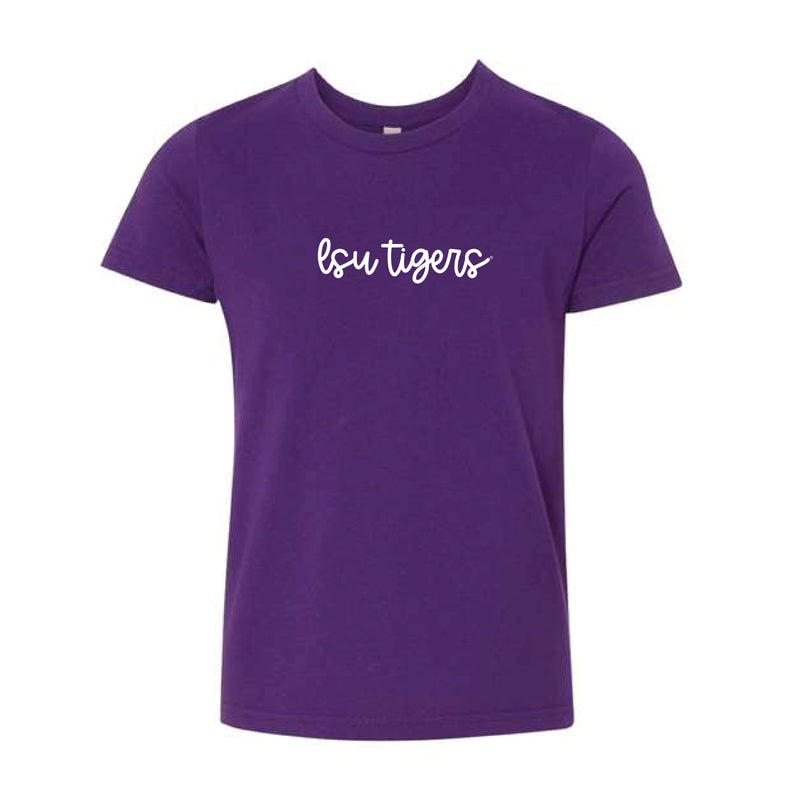 The LSU Tigers Cursive | Youth Team Purple Tee