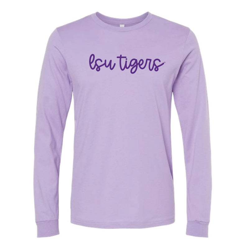 The LSU Tigers Cursive | Dark Lavender Long Sleeve