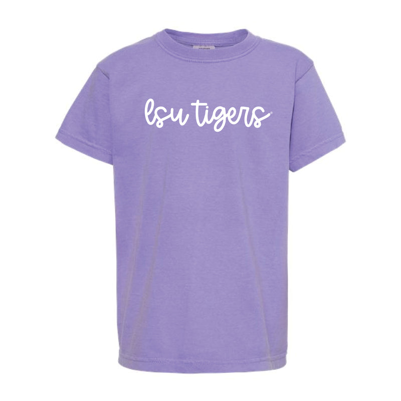 The LSU Tigers Cursive | Youth Violet Tee