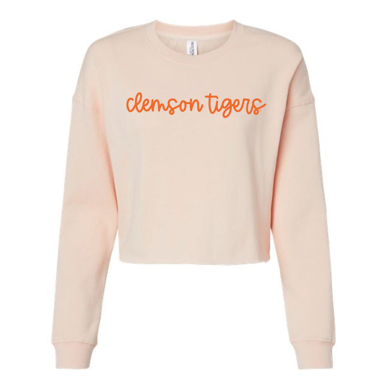 The Clemson Tigers Cursive | Blush Cropped Sweatshirt