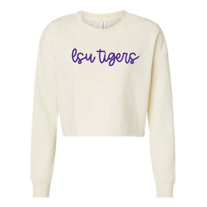 The LSU Tigers Cursive | Bone Cropped Crewneck
