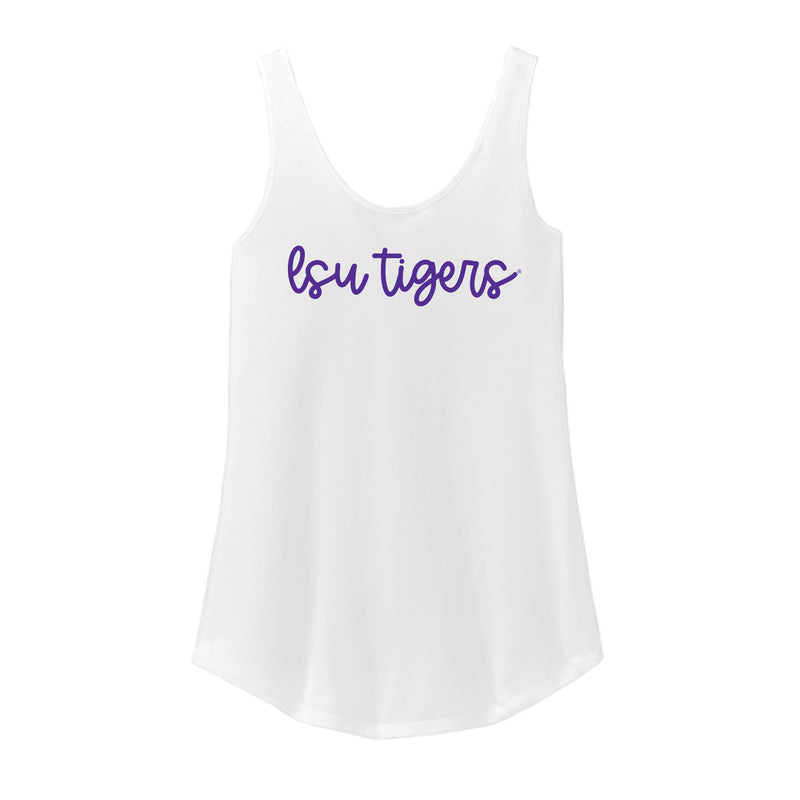 The LSU Tigers Cursive | White Relaxed Tank