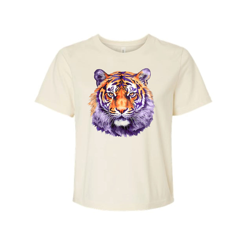 The LSU Watercolor Tigers | Natural Crop Tee