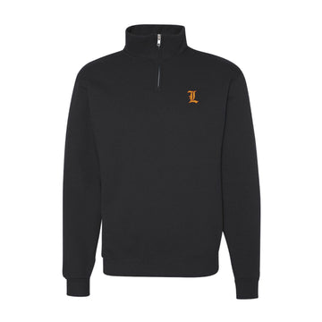 The Lamp Logo | Embroidered Black Quarter-Zip Sweatshirt