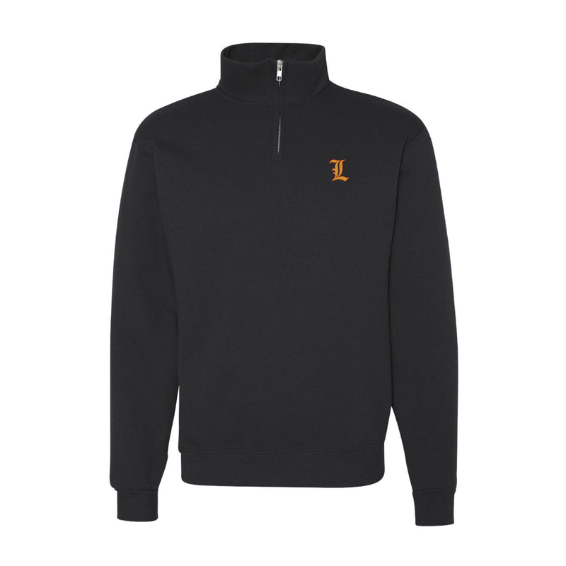 The Lamp Logo | Embroidered Black Quarter-Zip Sweatshirt