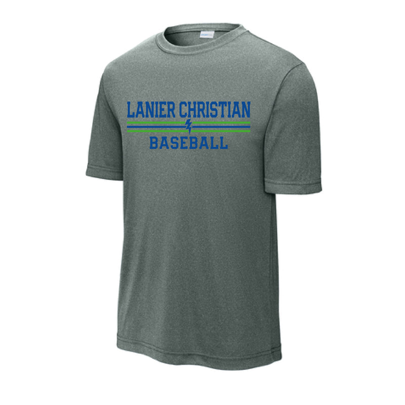 The Lanier Baseball Stripes | Grey Concrete Heather Performance Tee