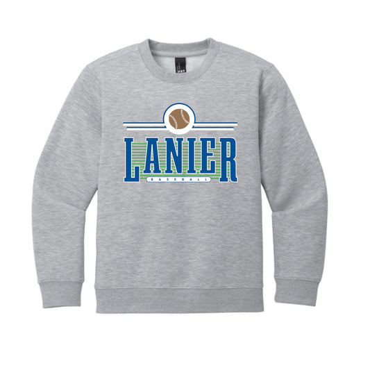 The Lanier Baseball | Light Heather Grey Youth Crewneck Sweatshirt