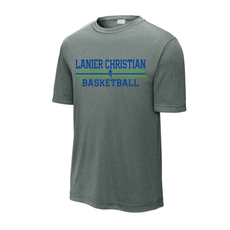 The Lanier Basketball Stripes | Grey Concrete Heather Performance Tee