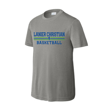 The Lanier Basketball Stripes | Grey Concrete Heather Performance Youth Tee