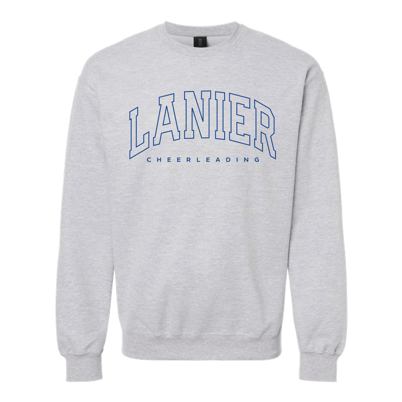 The Lanier Cheer Outline Arch | Adult Sport Grey Crewneck Sweatshirt