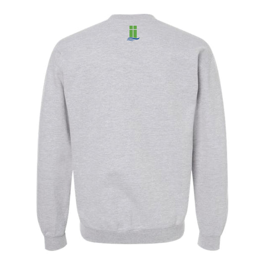 The Lanier Cheer Outline Arch | Adult Sport Grey Crewneck Sweatshirt