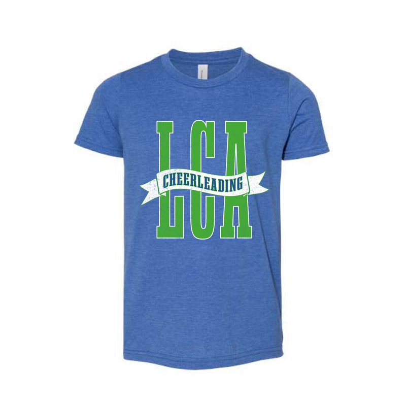 The LCA Cheerleading Banner | Heather True Royal Youth Tee